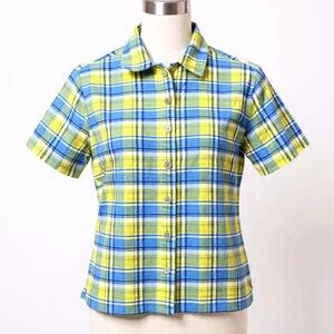 Mountain Lake Blue, Yellow & Green Plaid Casual Shirt